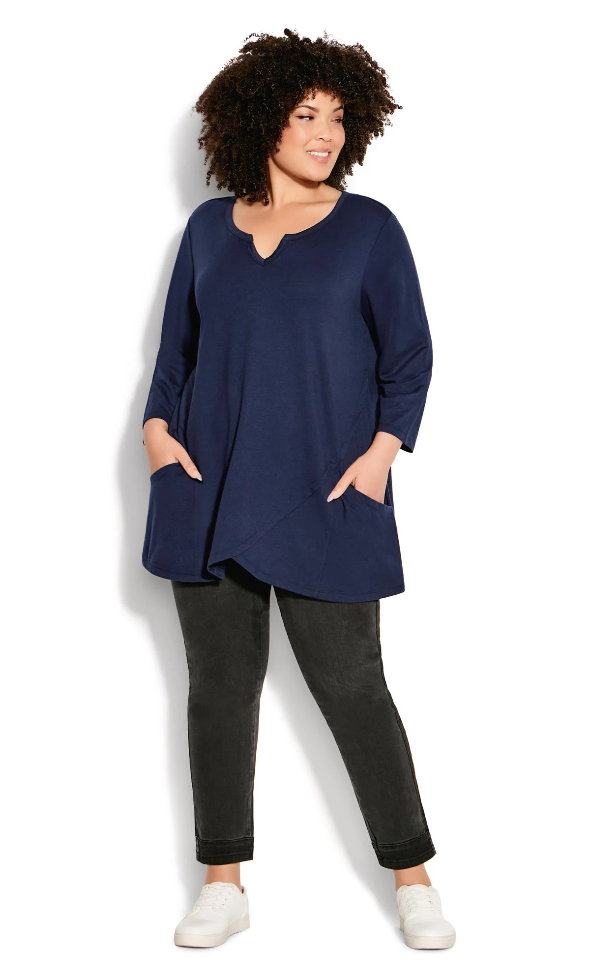 Avenue Navy Blue Pocket Top