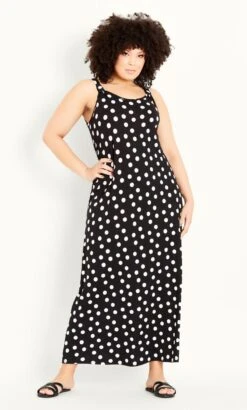 Evans Black & White Polka Dot Maxi Dress