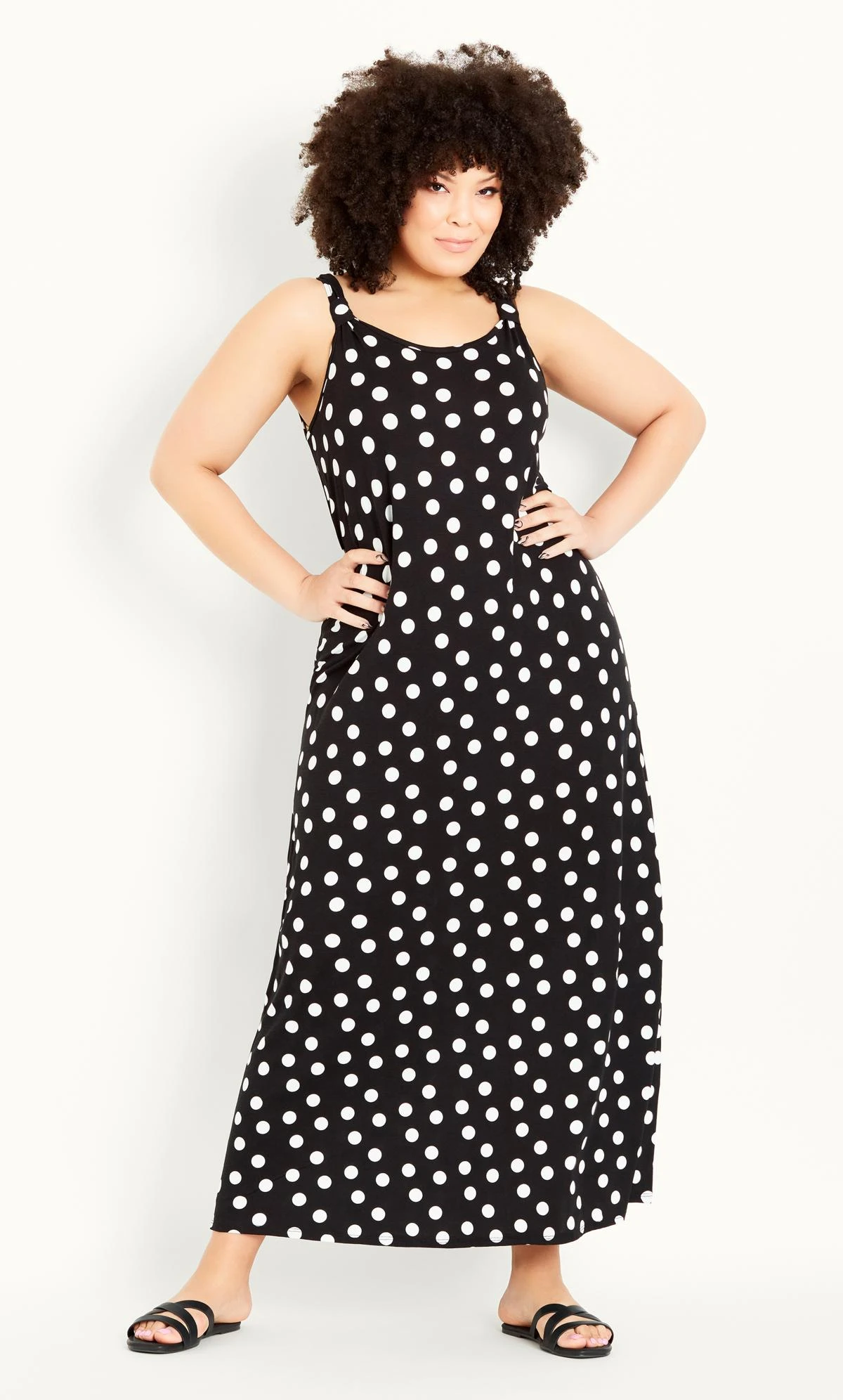 Evans Black & White Polka Dot Maxi Dress - Image 2