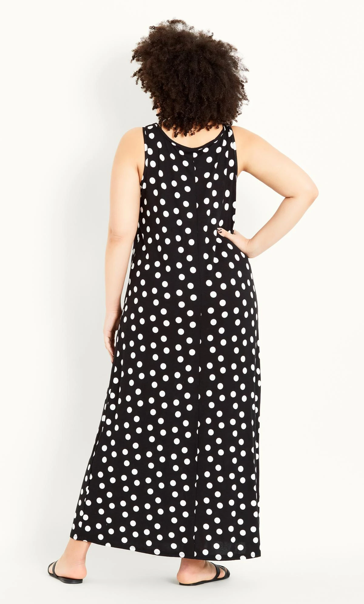 Evans Black & White Polka Dot Maxi Dress - Image 3