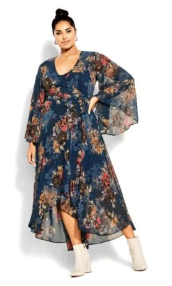 City Chic Navy Floral Twist Maxi Dress