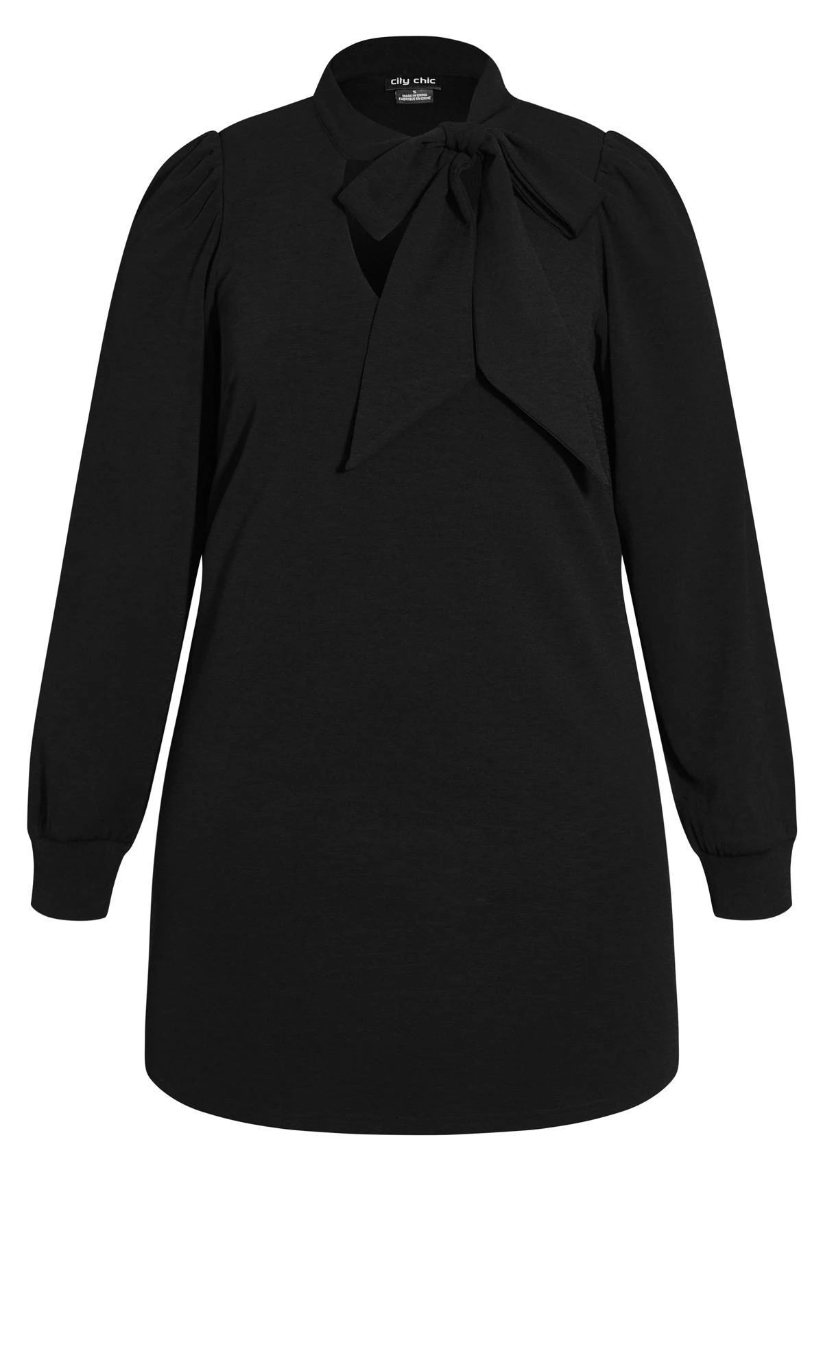 City Chic Black Tie Neck Shift Mini Dress - Image 4