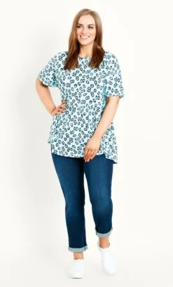 Evans Blue Floral Print Peplum Top
