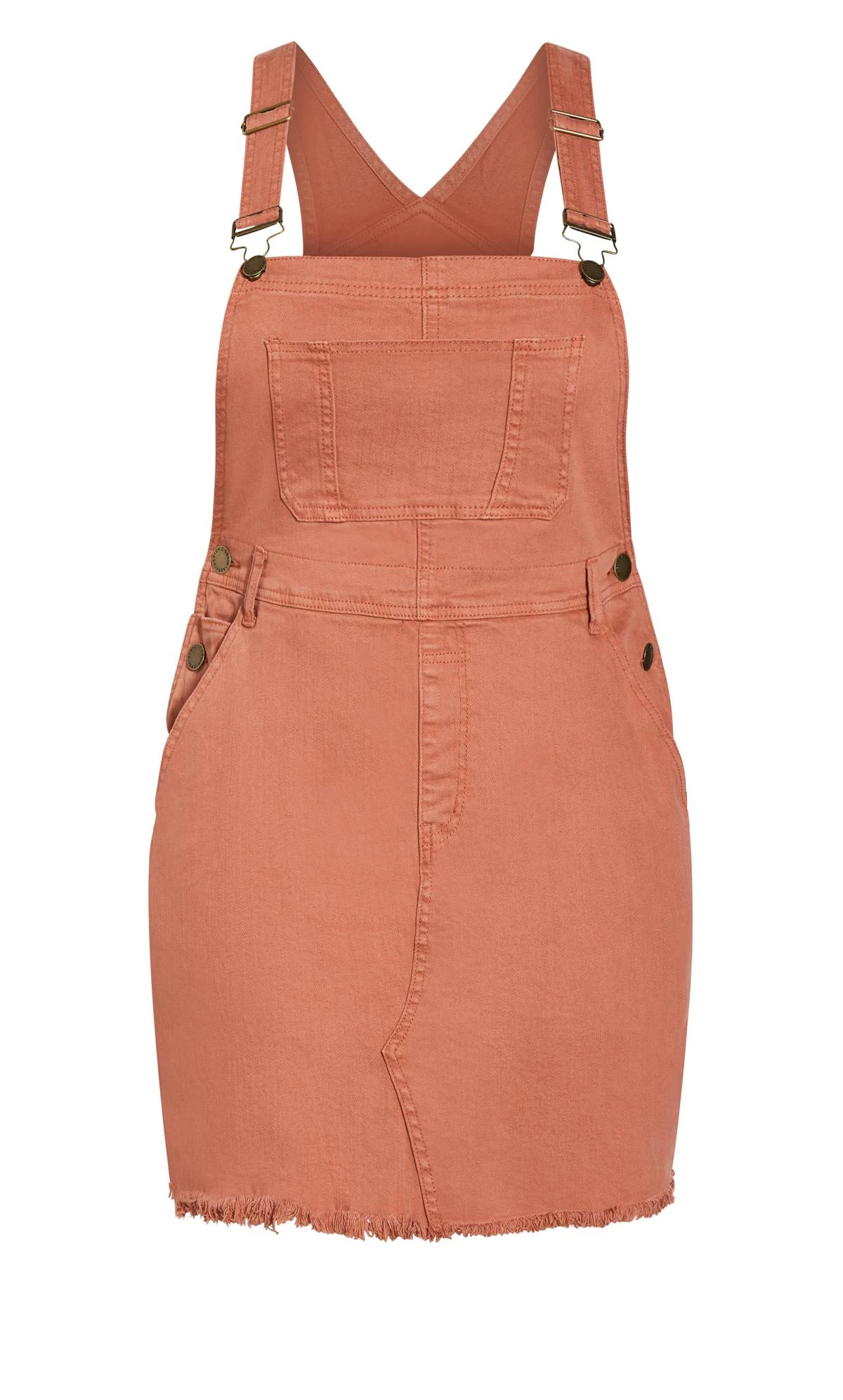 City Chic Pink Denim Pinafore Dress - Image 4