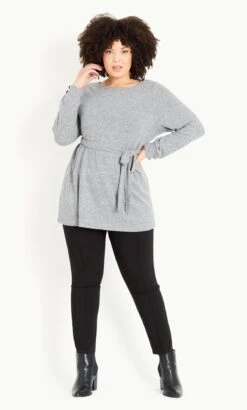 Evans Grey Tie Waist Top