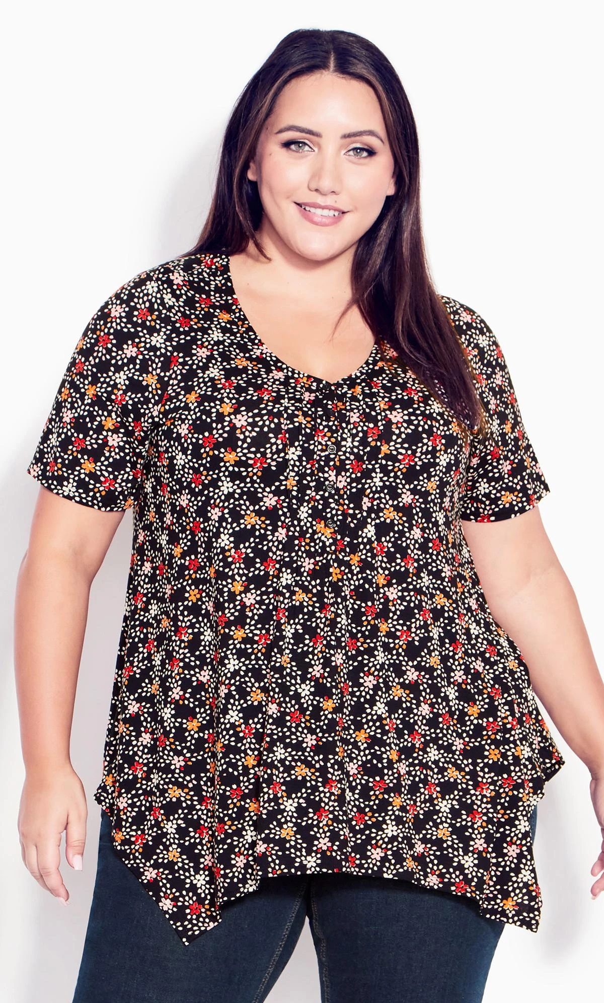 Evans Black Spot Pintuck Top - Image 2