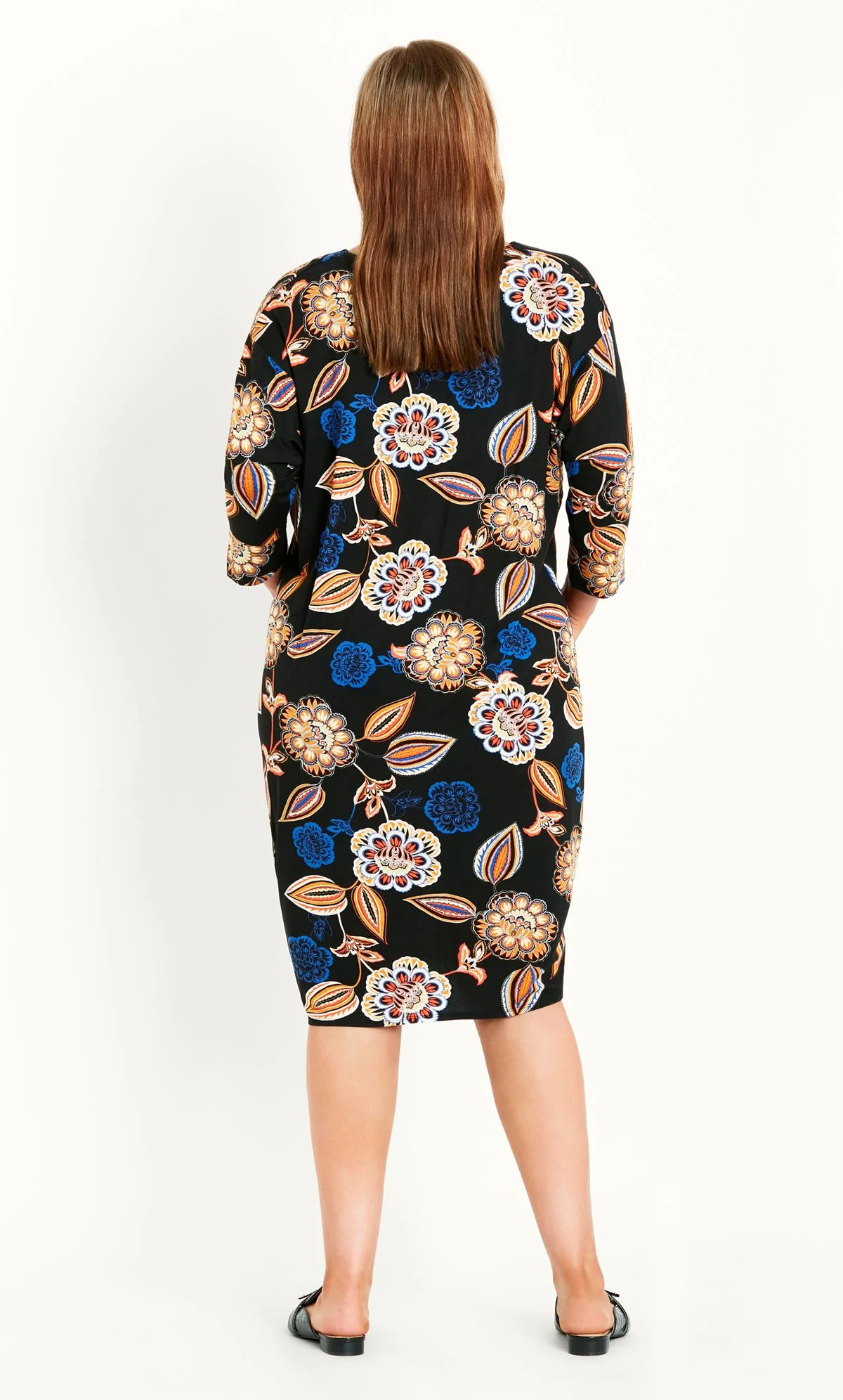 Evans Blue Paisley Mixed Print Pocket Dress - Image 2