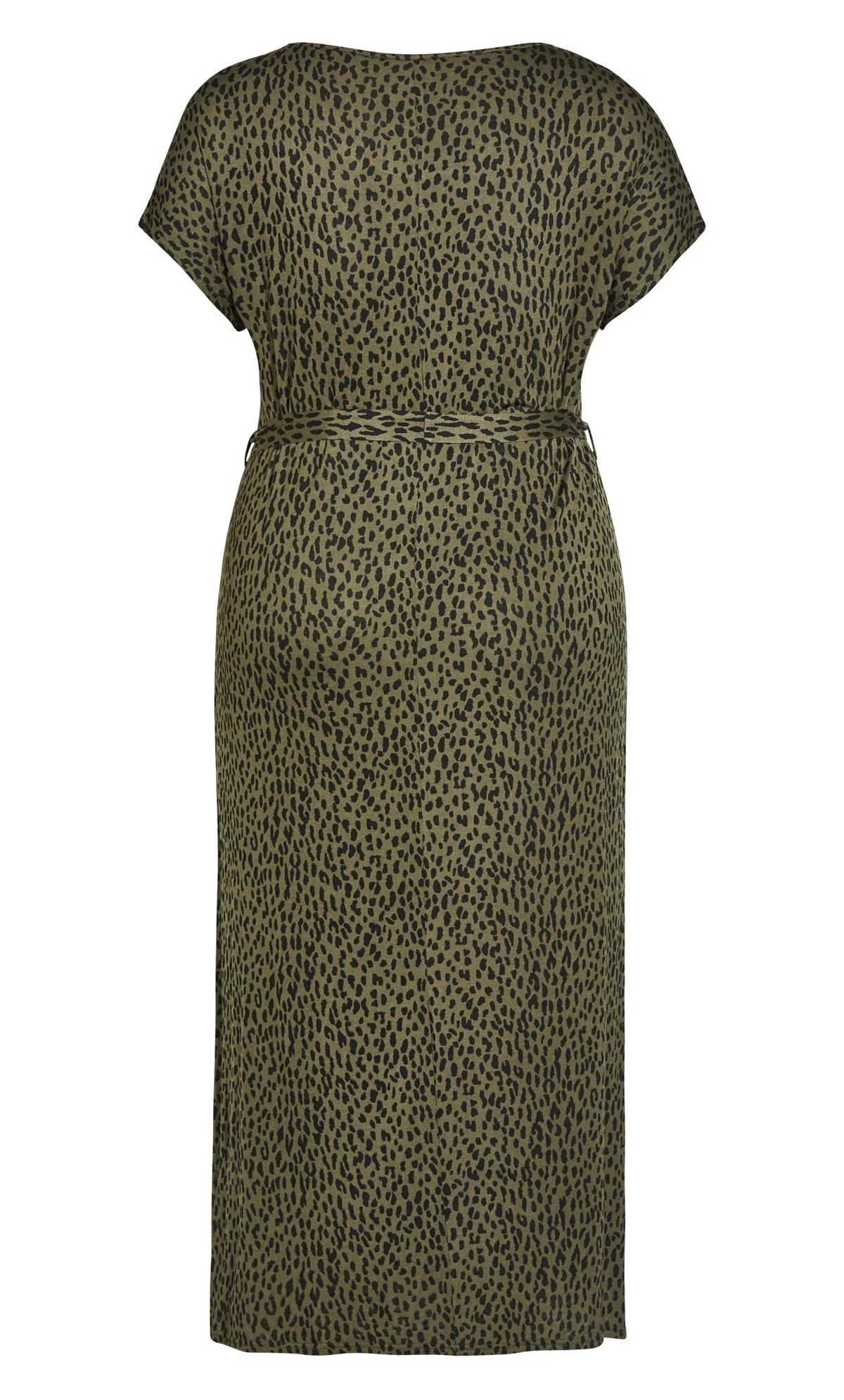 Evans Khaki Green Animal Print Tie Waist Maxi Dress - Image 4