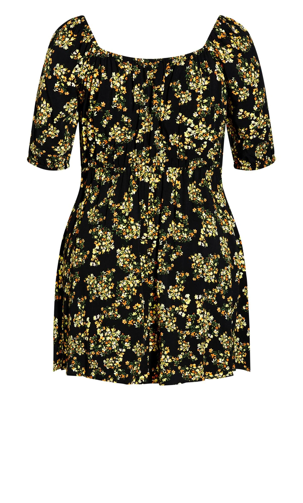 City Chic Black & Yellow Ditsy Skater Dress - Image 5