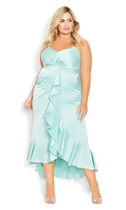 City Chic Green Bella Ruffle Maxi Dress