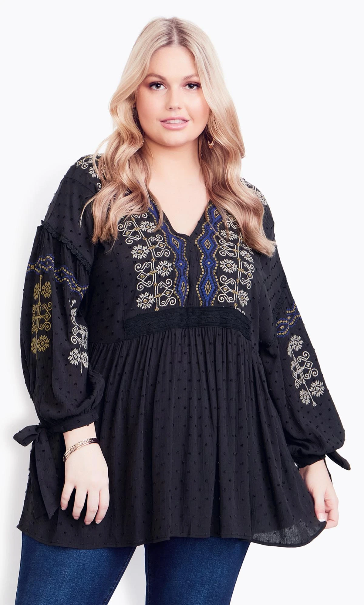 Avenue Aveology Black Phoebe Embroidered Top - Image 4