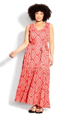 Avenue Pink Aztec Print Maxi Dress