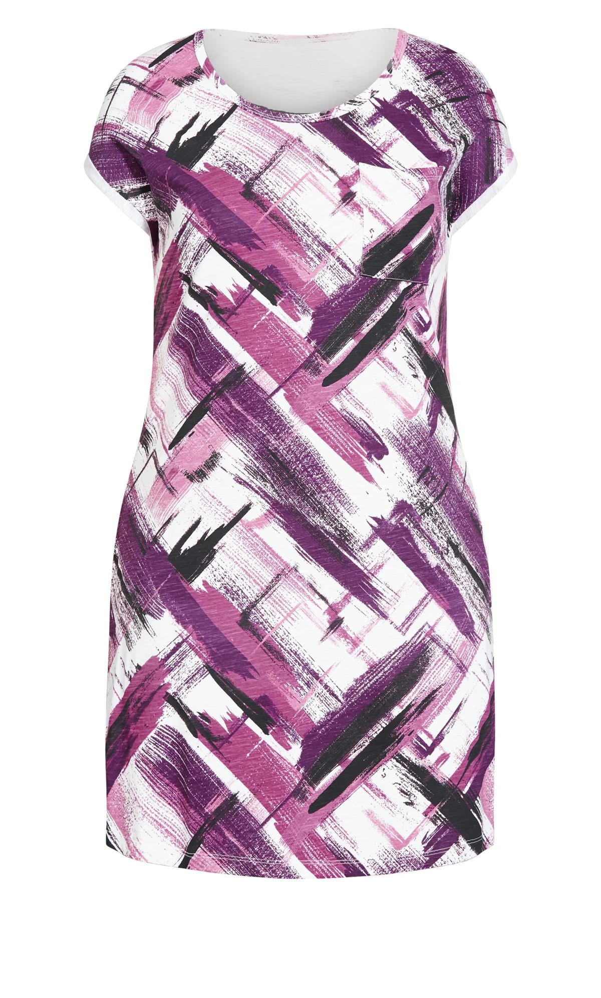 City Chic Zim & Zoe Purple Abstract Stripe Jersey Dress - Image 3