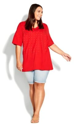 Avenue Red Star Studded T-Shirt