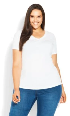 Avenue White V-Neck T-Shirt