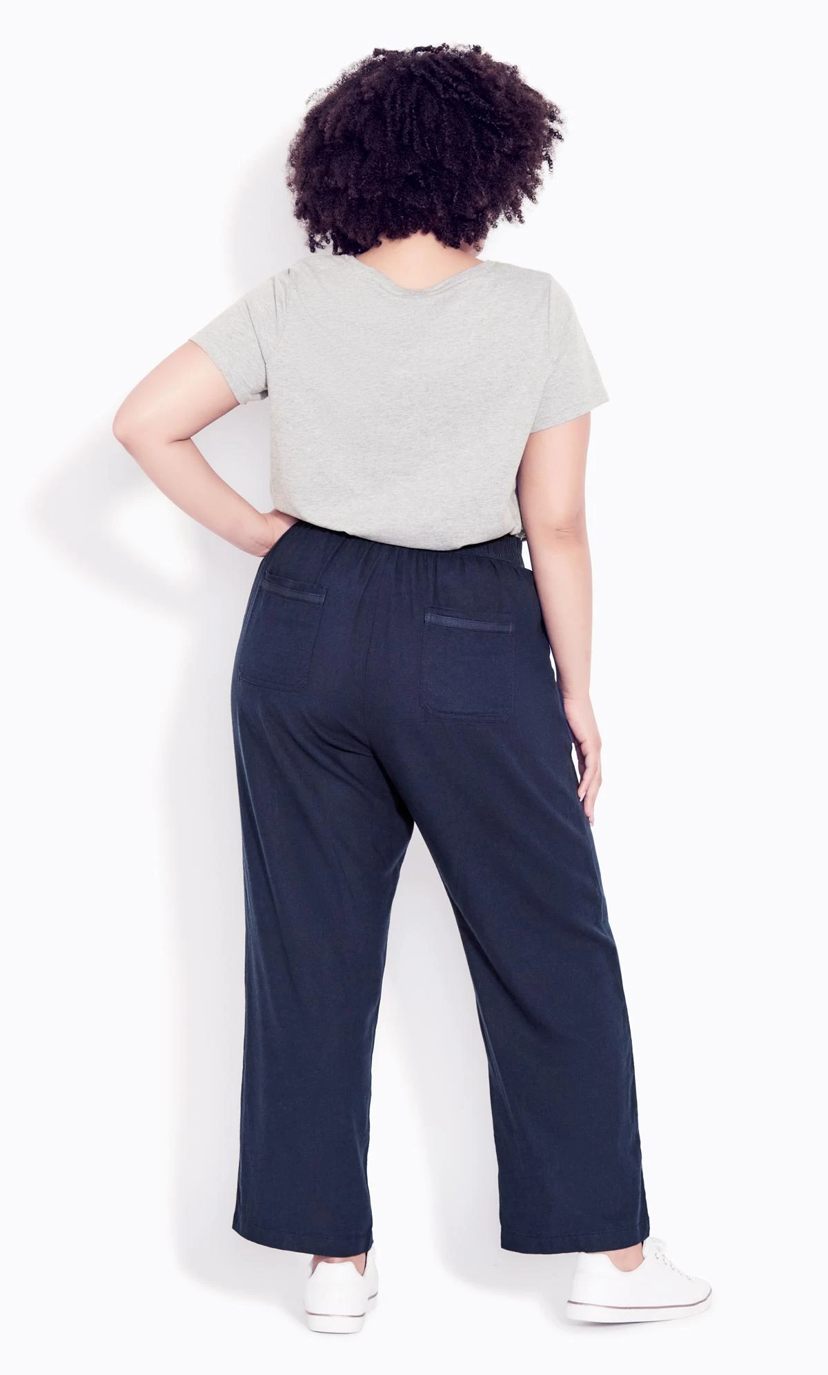 Evans Navy Linen Blend Trouser - Image 2