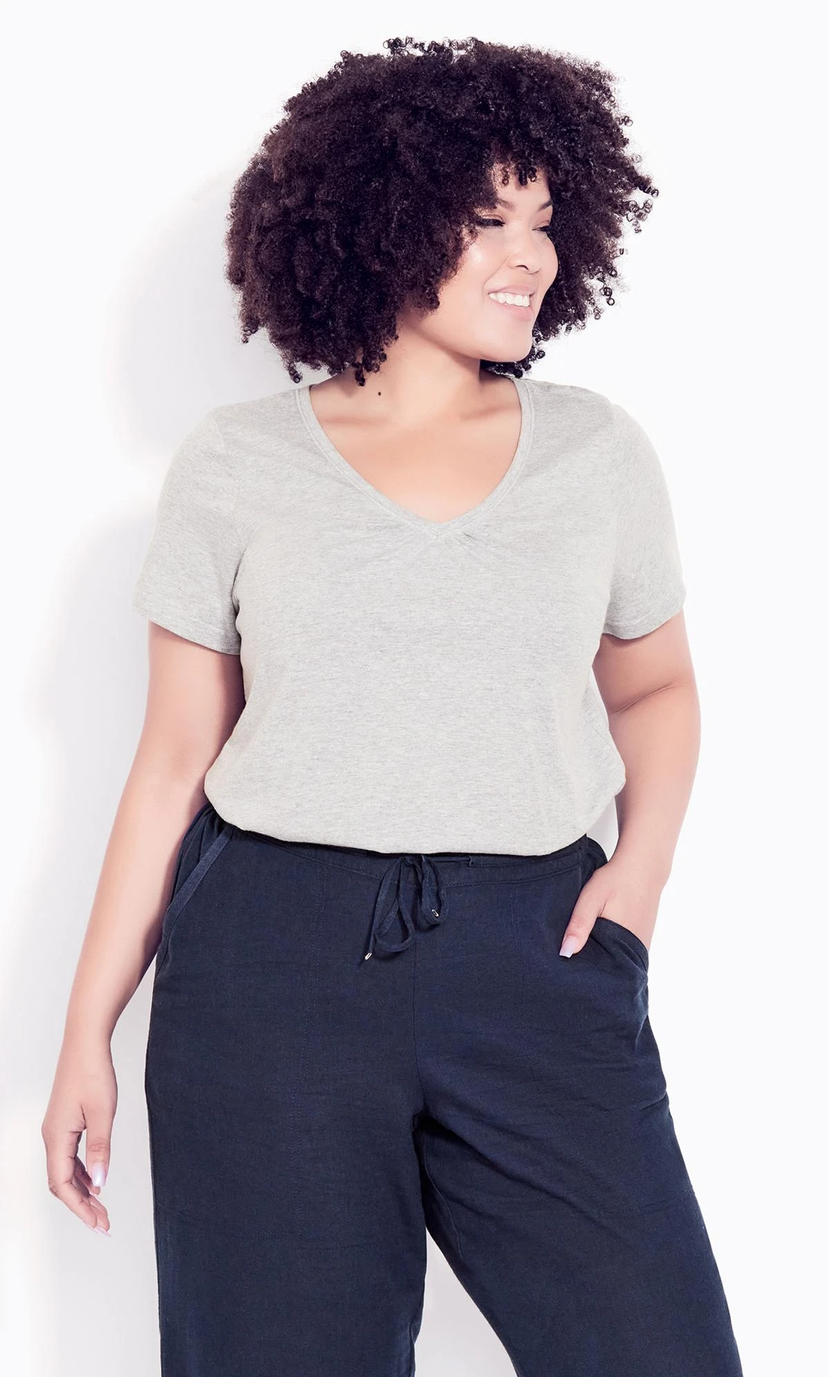 Evans Navy Linen Blend Trouser - Image 3