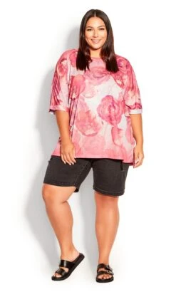 Avenue Purple Red Print Graphic T-Shirt