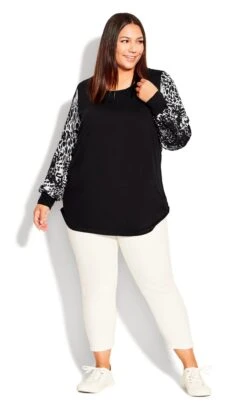 Avenue Black Josie Mixed Media Top