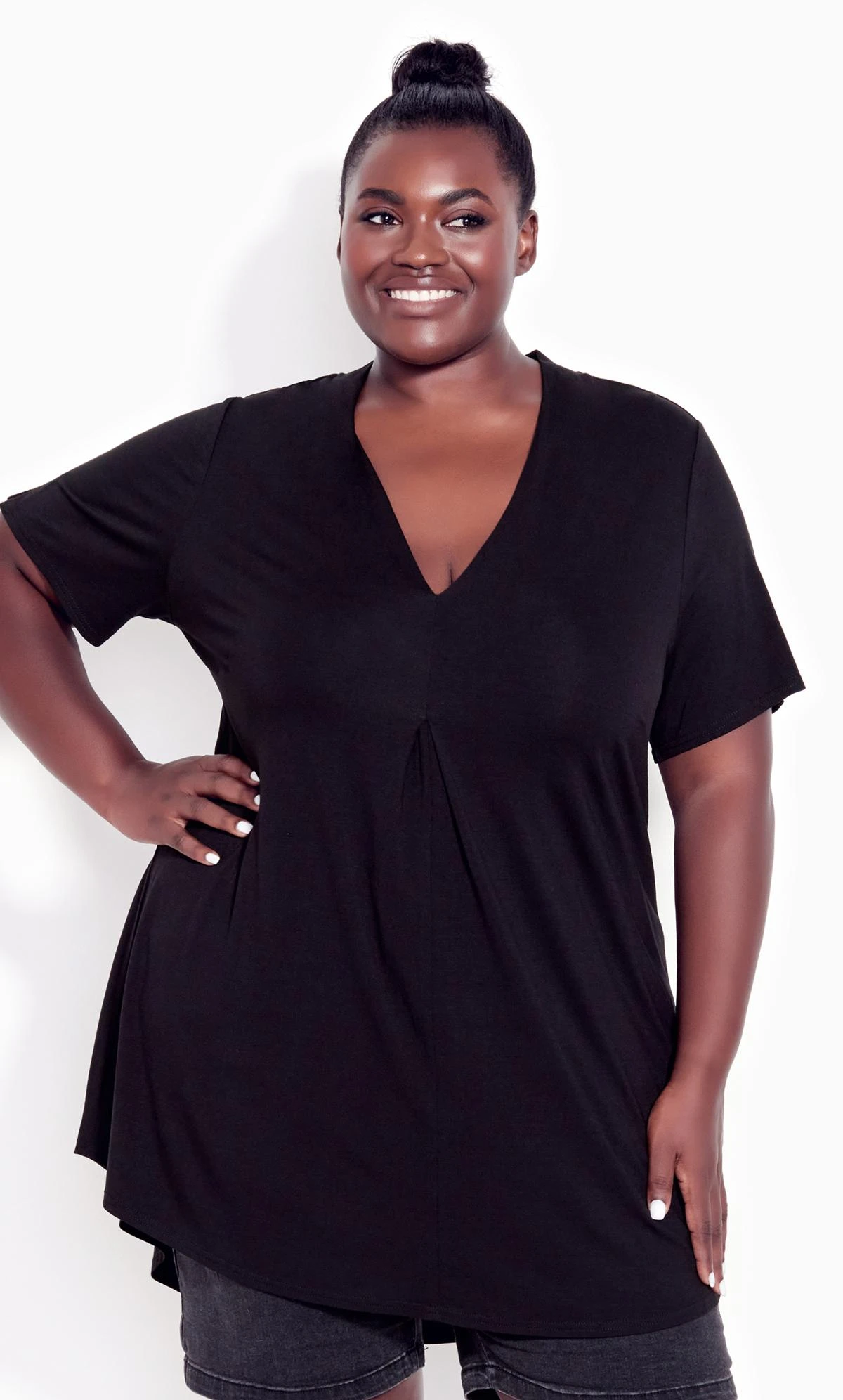 Avenue Black Pleat Front Swing Top - Image 2