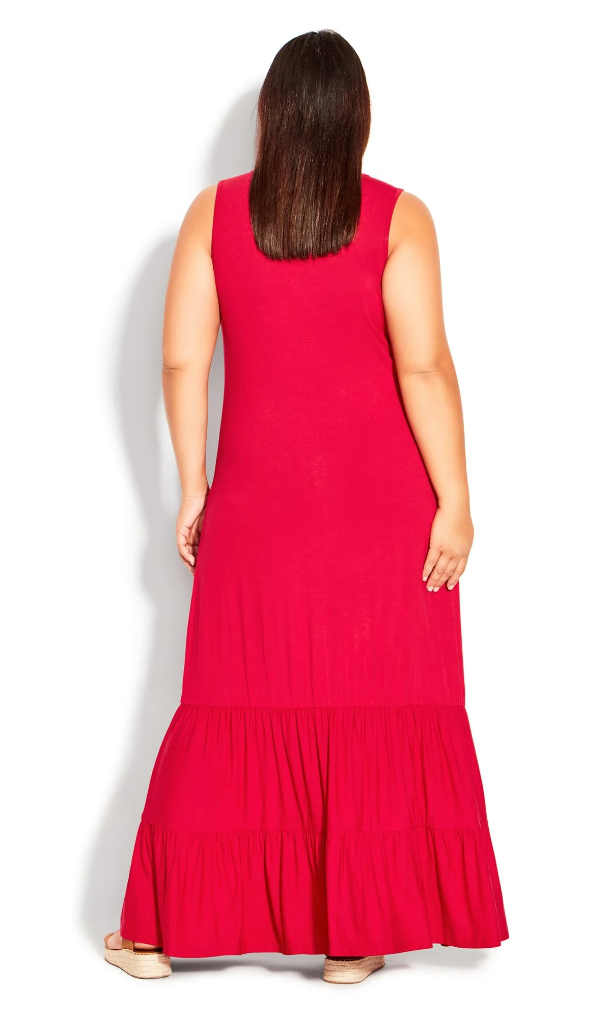 Evans Red Frill Hem Maxi Dress - Image 2