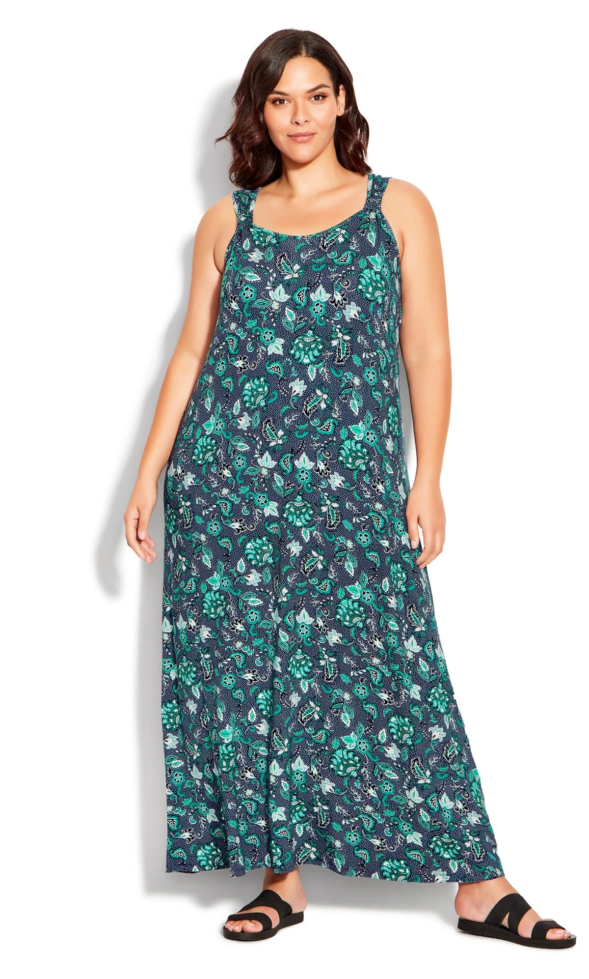 Evans Navy Print Slip Maxi Dress