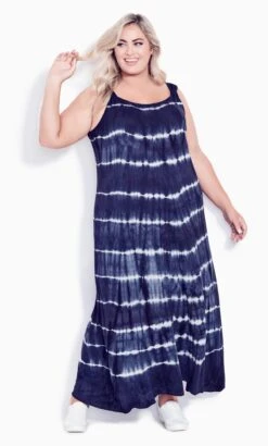 Evans Blue Tie Dye Slip Maxi Dress