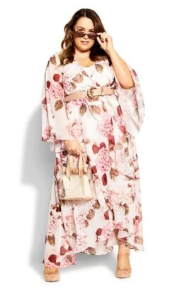 City Chic White Fleetwood Print Maxi Dress