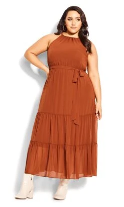 City Chic Orange Halter Love Maxi Dress