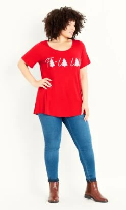 Evans Red Fa La La Festive Top