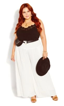 City Chic White Super Wide Leg Trousers