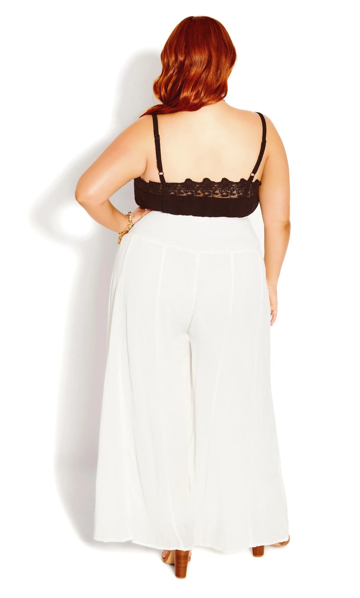 City Chic White Super Wide Leg Trousers - Image 3