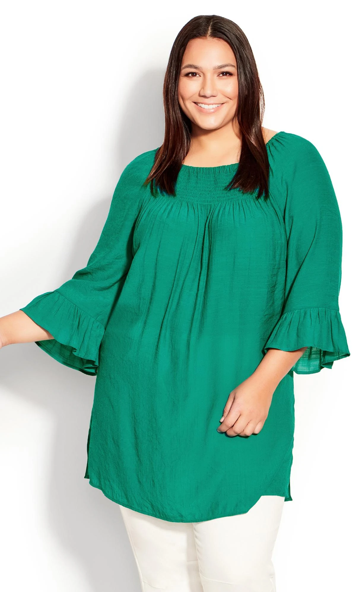 Avenue Green Flutter 3/4 Sleeve Top - Image 2