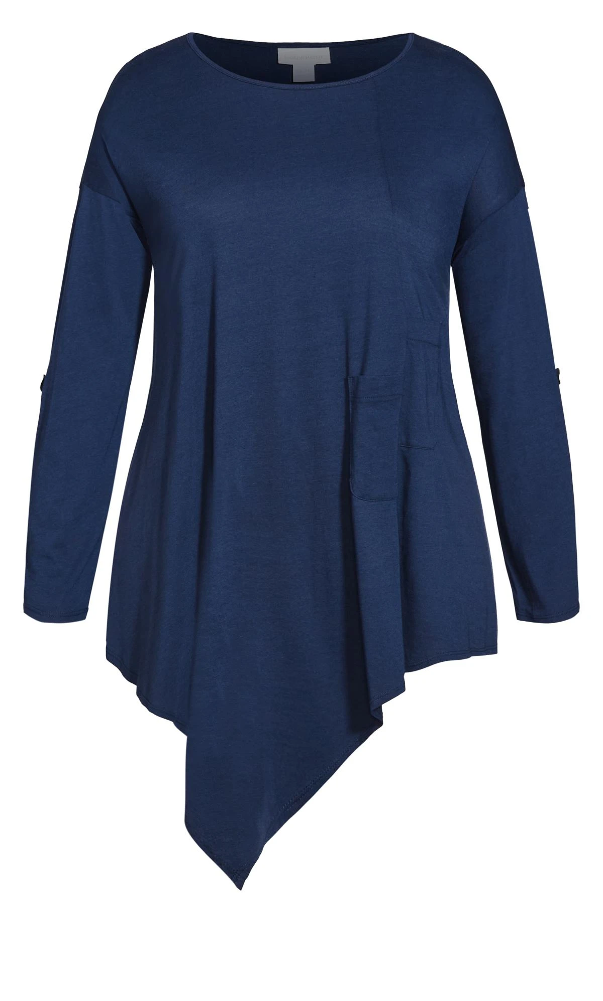 City Chic Isolde Roth Navy Plain Asymmetrical Pocket Top - Image 7