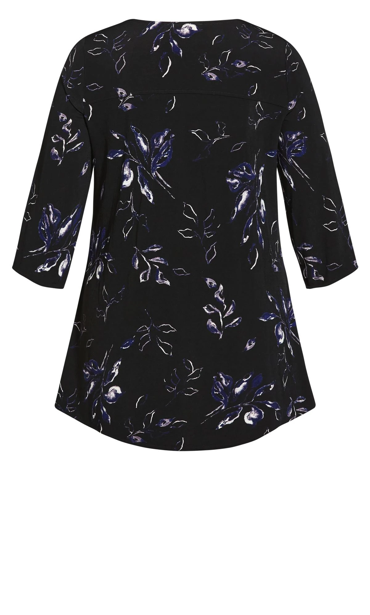 Avenue Black & Grey Floral Zip Front Split Sleeve Top - Image 6