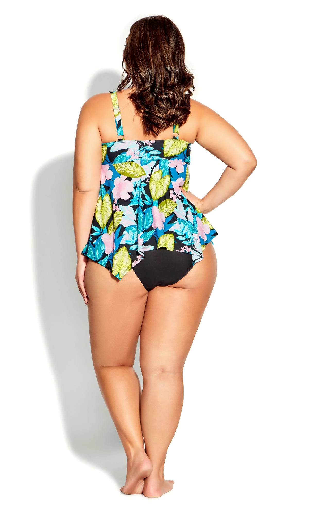 Avenue Black Tropical Print Halterneck Tankini Top - Image 4