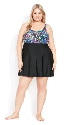 Evans Multi Empire Print Swim Dress