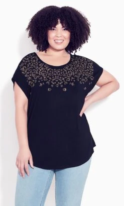 Avenue Black Holly Hot Fix Top