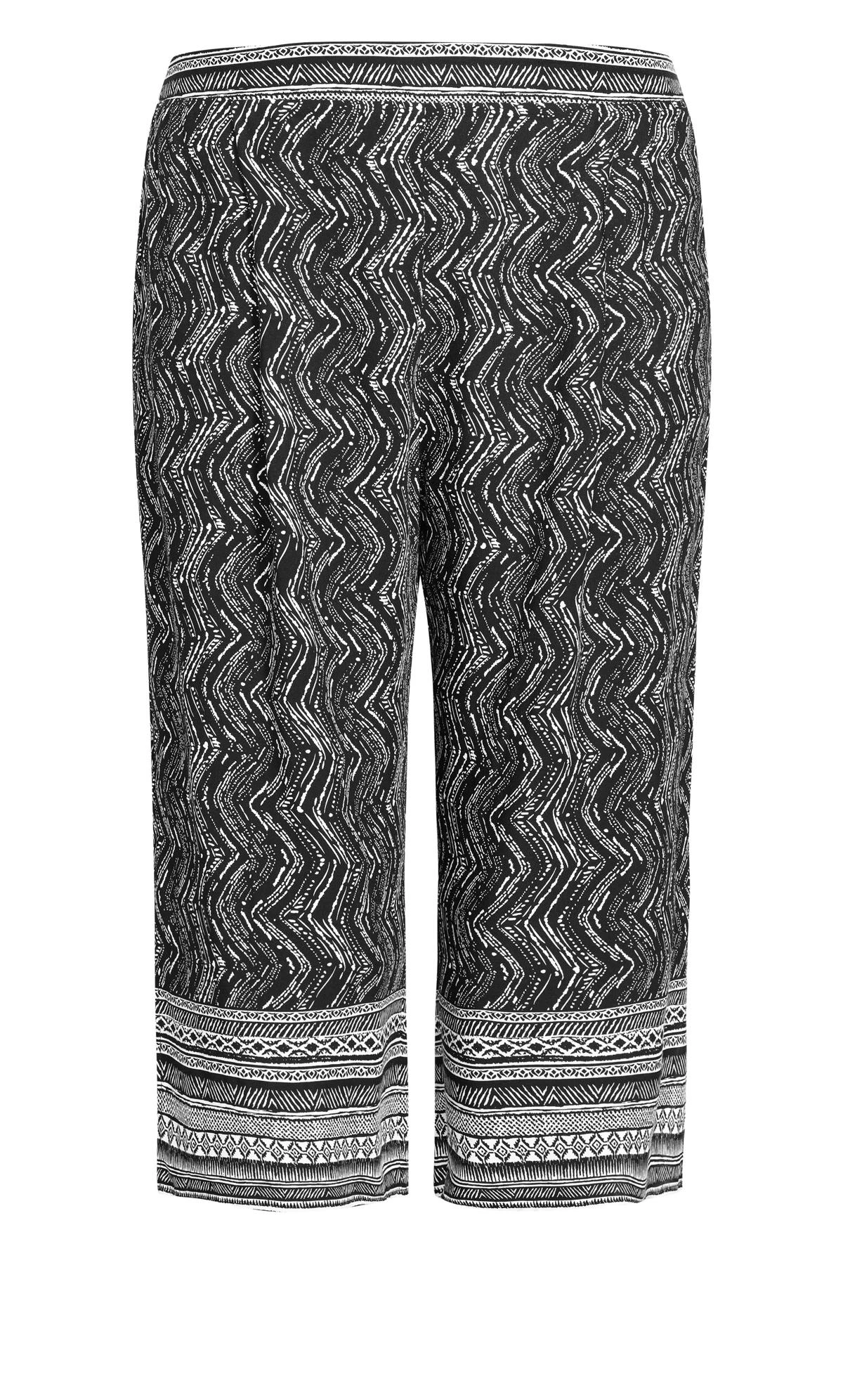 Avenue Black Border Print Wide Leg Cropped Trousers - Image 6