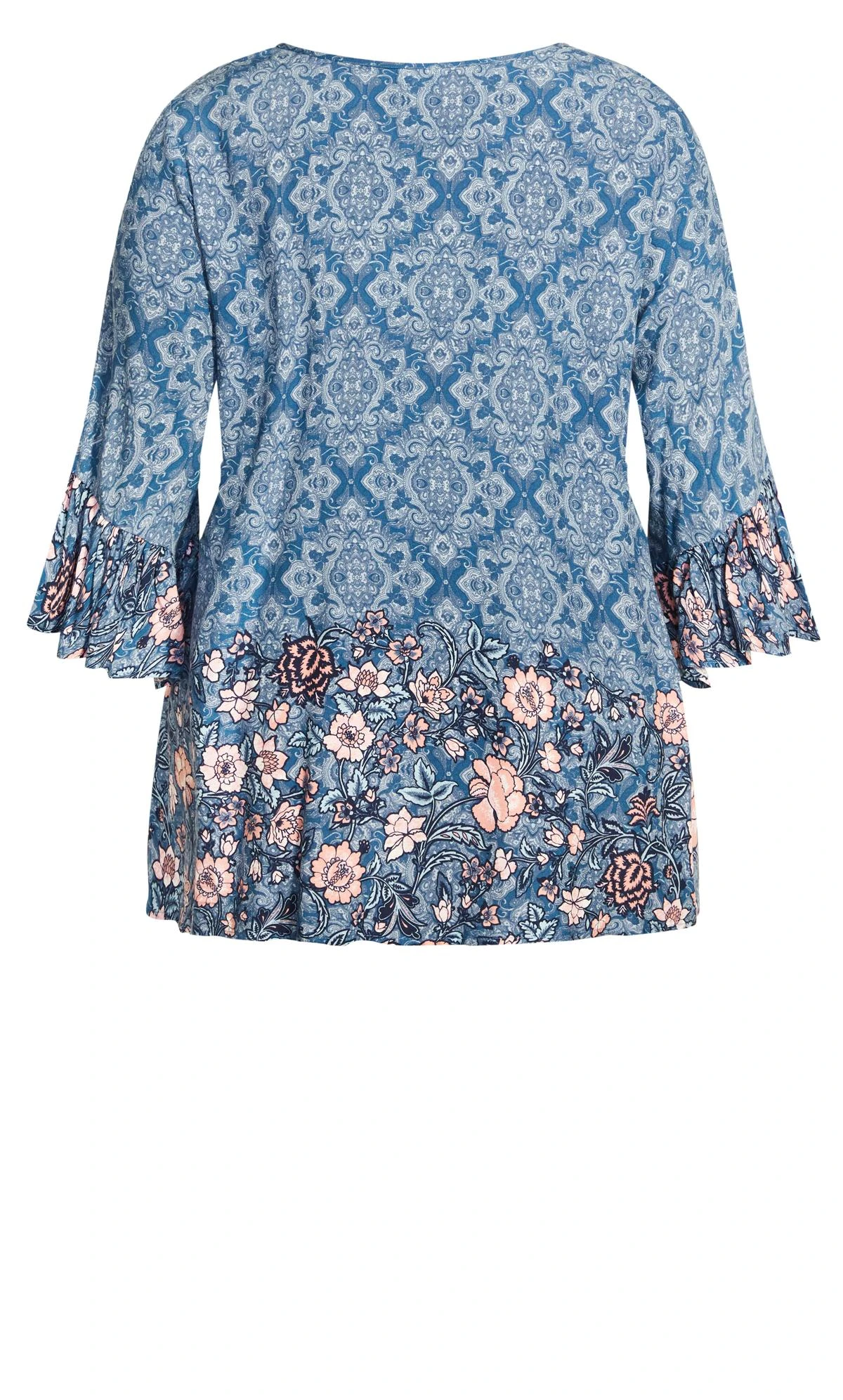 Avenue Blue Paisley Floral Border Print Hanky Hem Top - Image 6