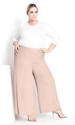 City Chic Navabi Kollektion Pale Pink Sparkle Palazzo Wide Leg Trousers