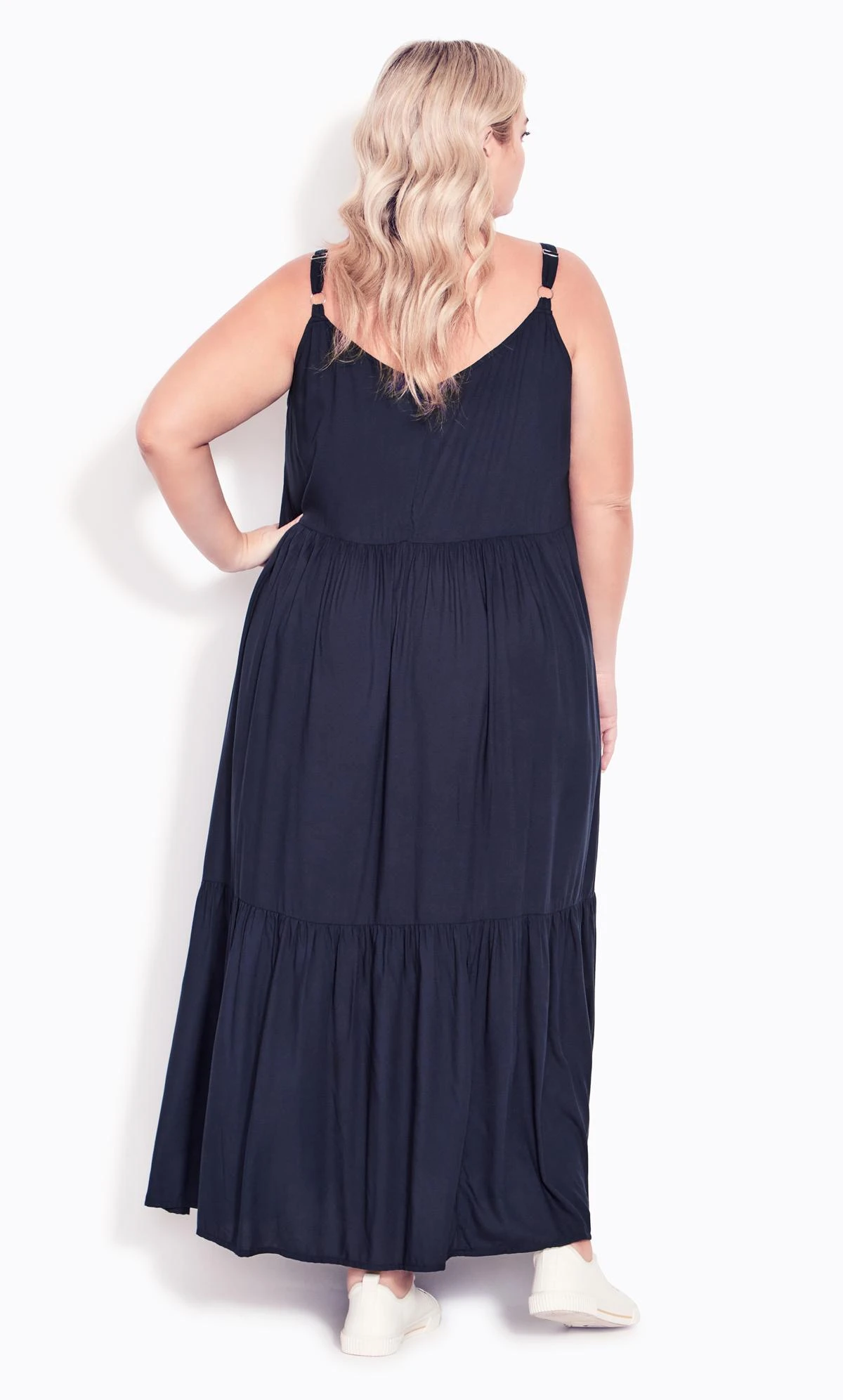 Avenue Navy Blue Tiered Smock Dress - Image 2