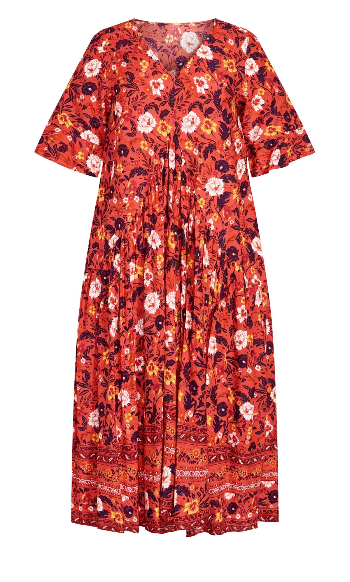 Avenue Orange Floral Print Pocket Maxi Dress - Image 3