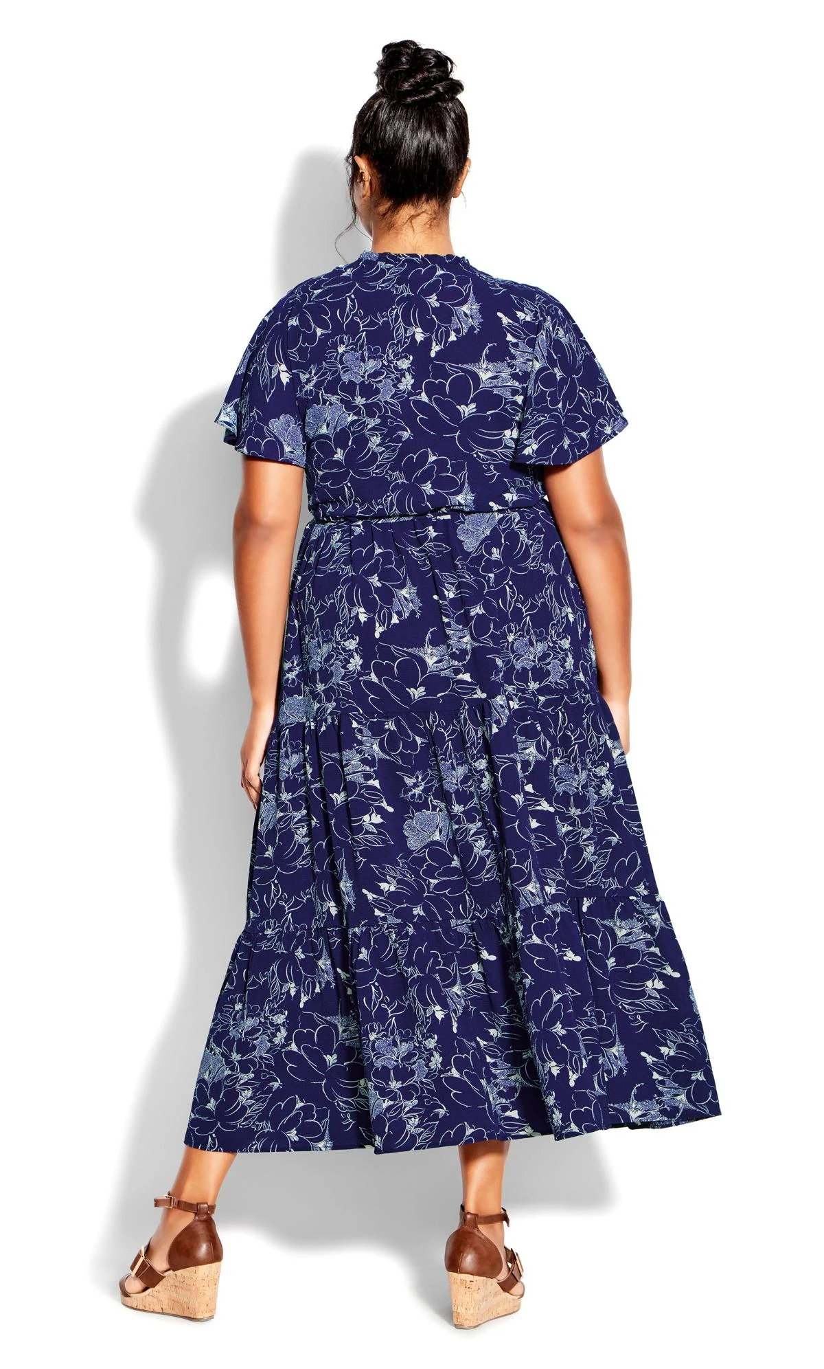 City Chic Loralette Blue Happy Tier Print Dress - Image 2