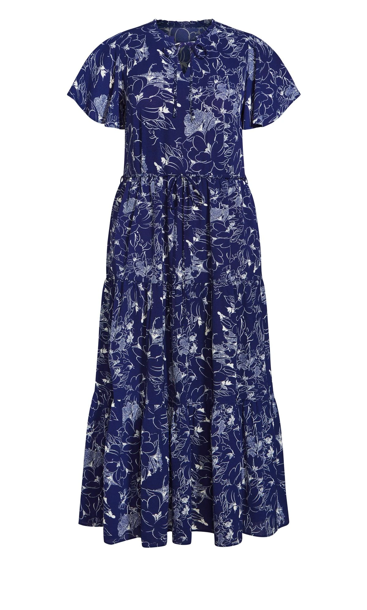 City Chic Loralette Blue Happy Tier Print Dress - Image 3