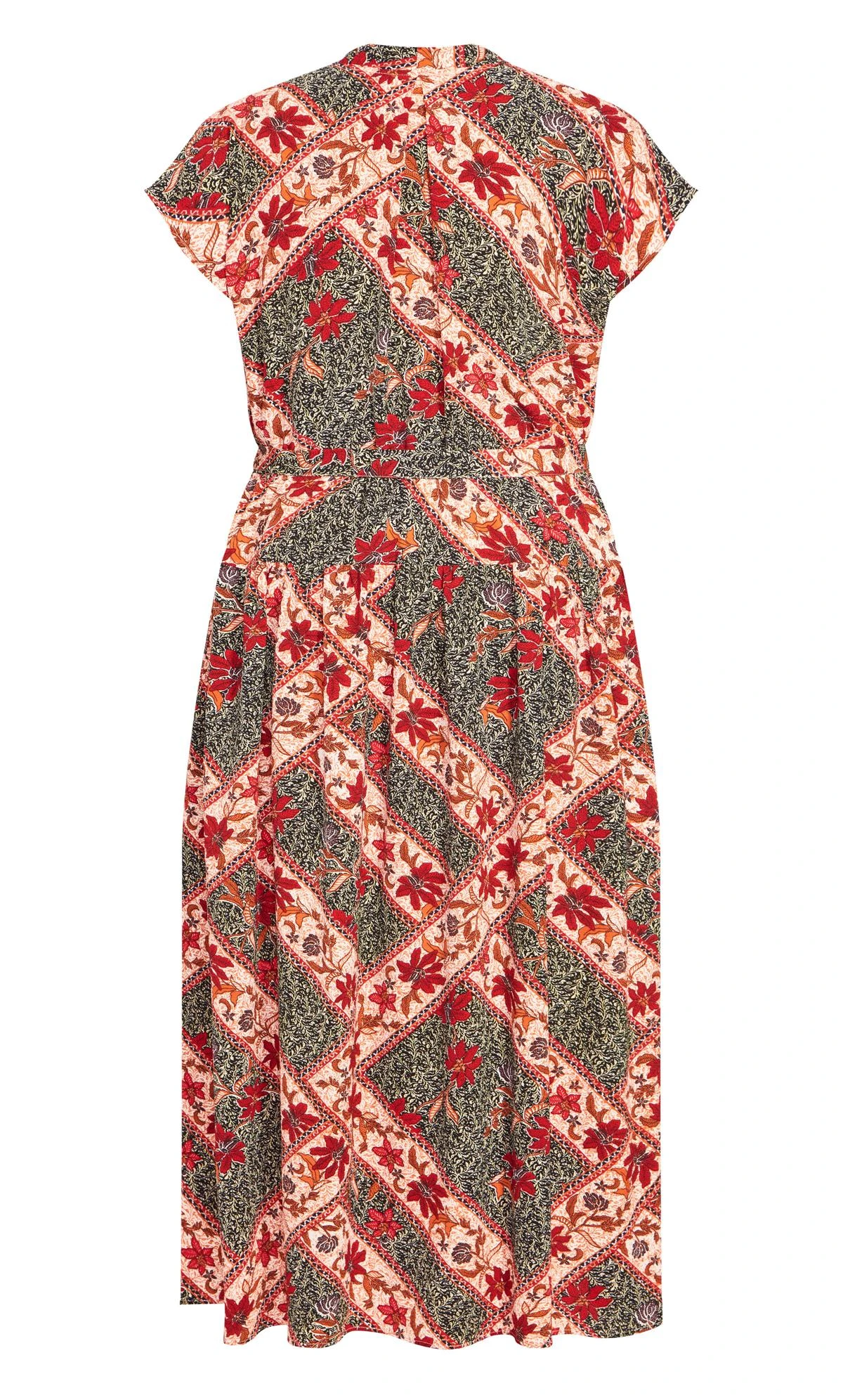 City Chic Orange Floral & Green Patchwork Print Maxi Dress - Image 4