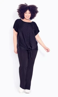 Avenue Purple Textured Tie Front Top