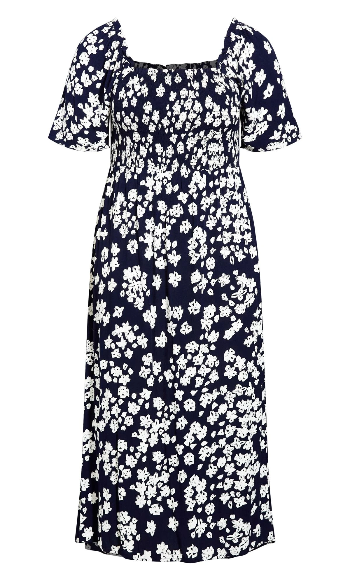 Evans Navy Shirred Maxi Dress - Image 3