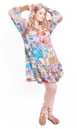 Avenue White Floral Patchwork Shirt Dress