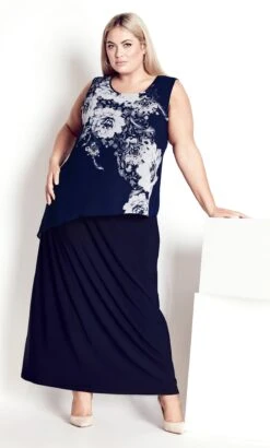 Avenue Navy Bronwyn Print Maxi Dress